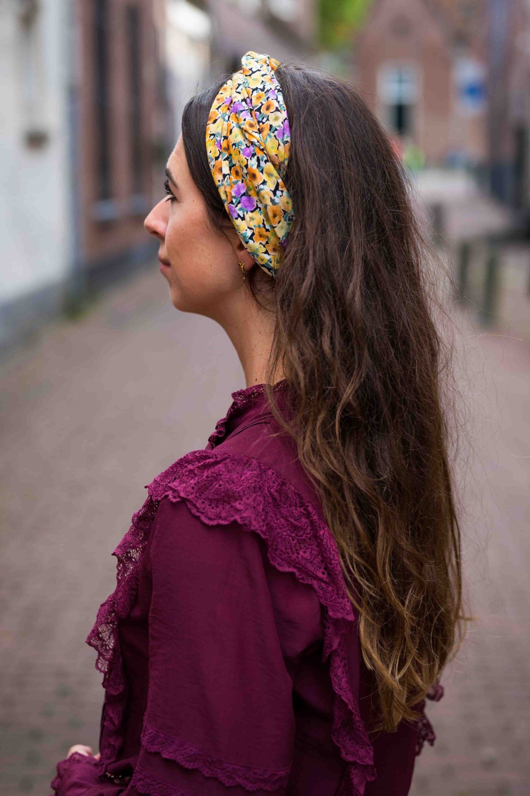 Comfortabele haarband met bloemen motief