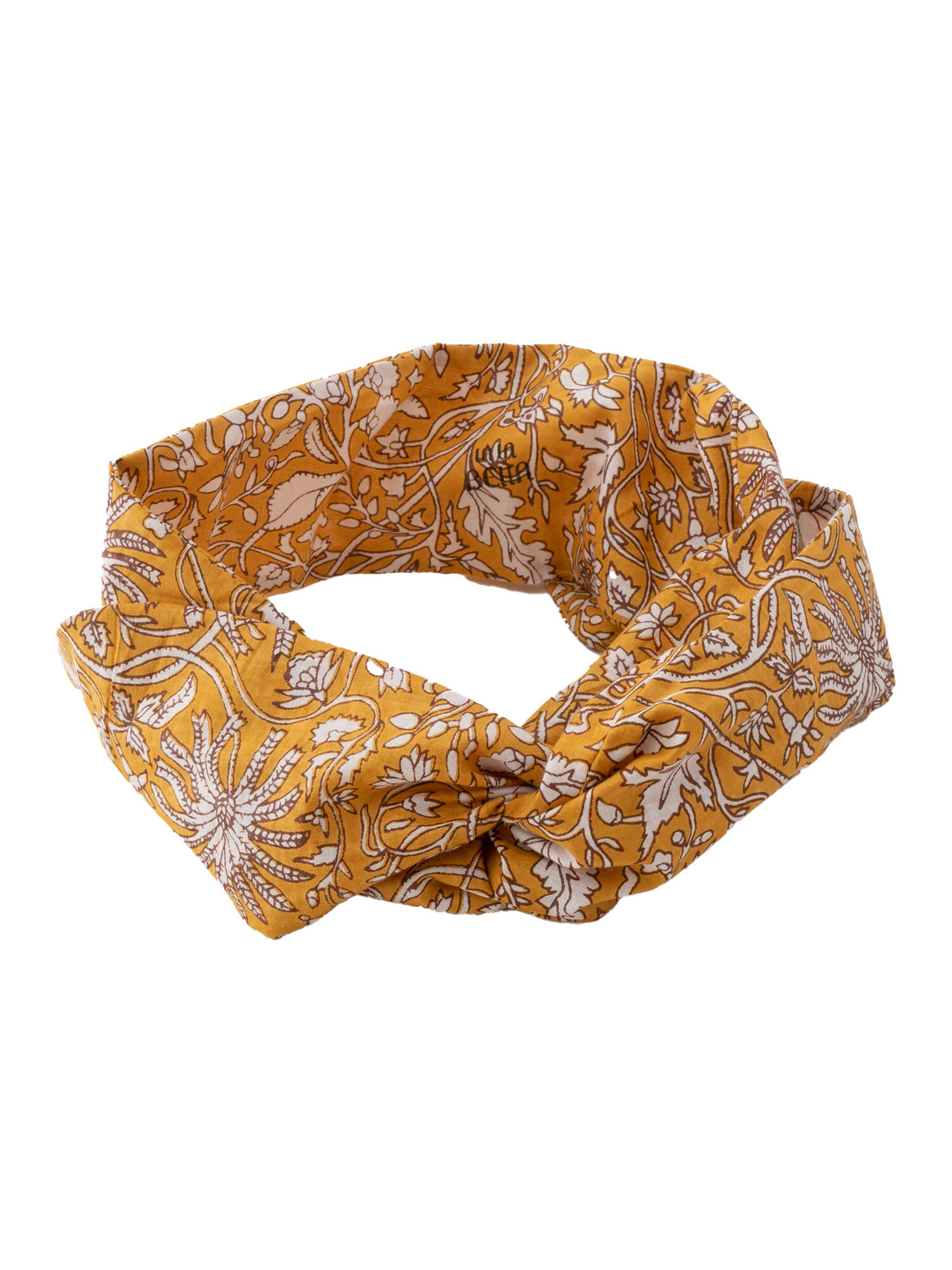 Gele bohemian blockprint haarband met ijzerdraad