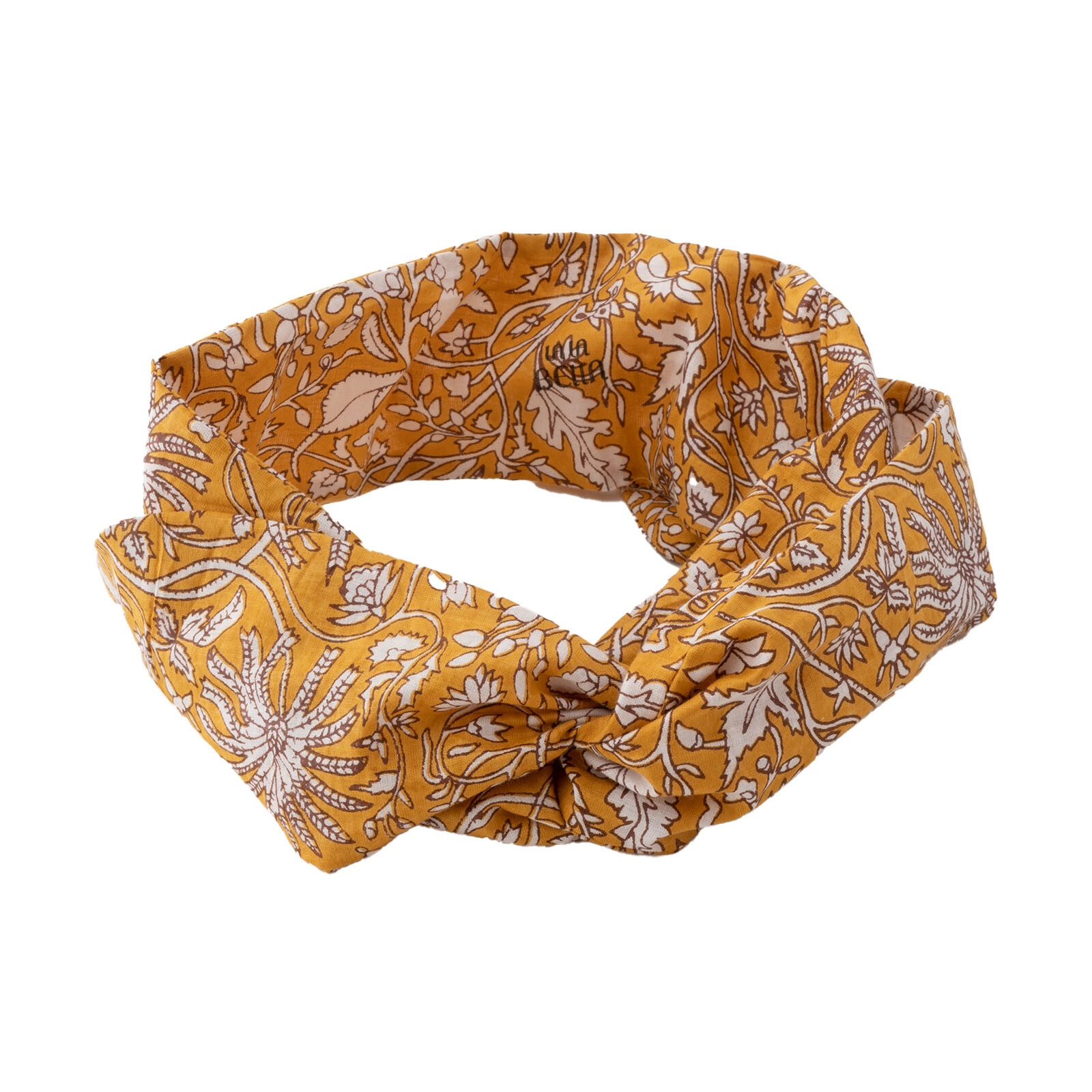 Gele bohemian blockprint haarband met ijzerdraad
