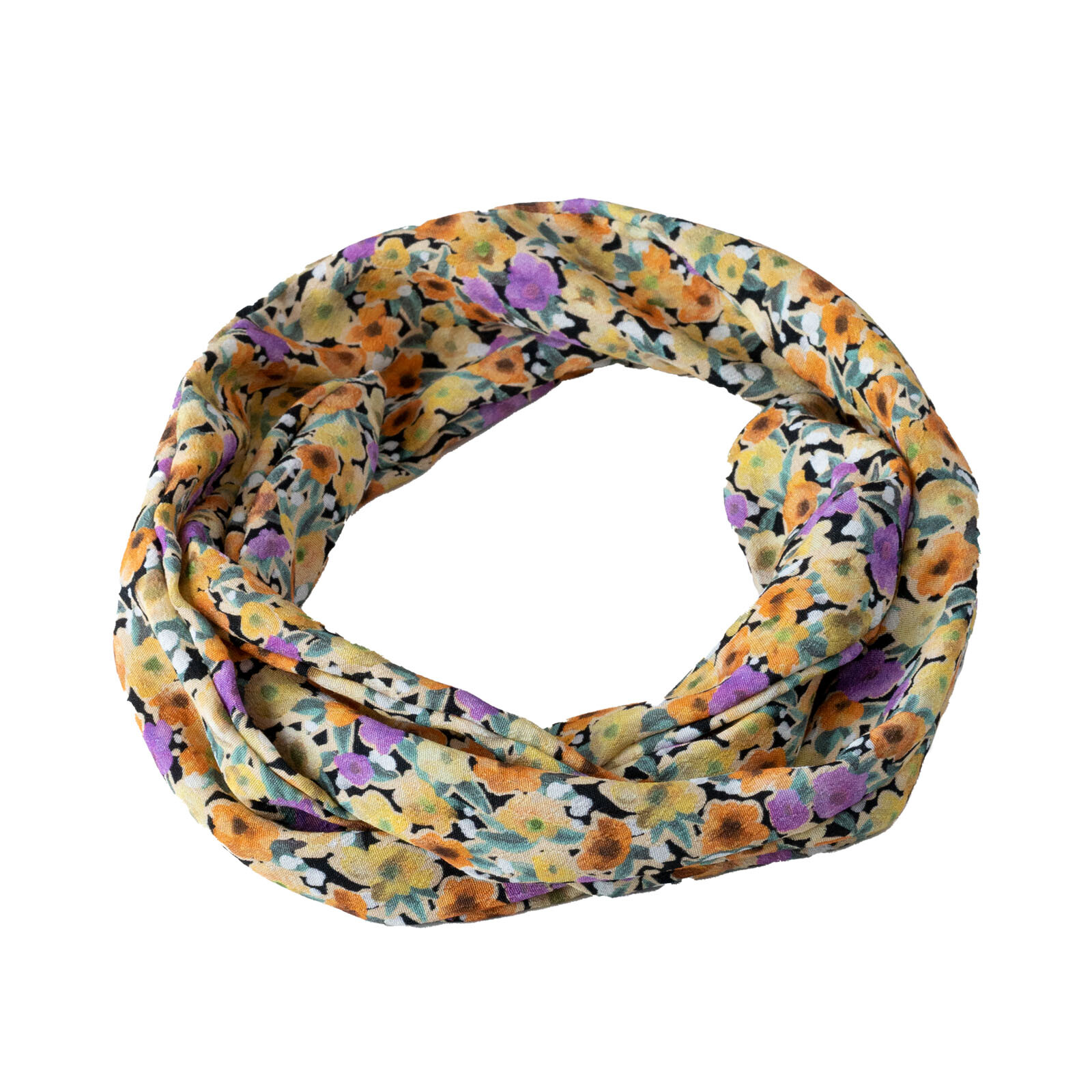 meerkleurige haarband met bloemenprint en ijzerdraad