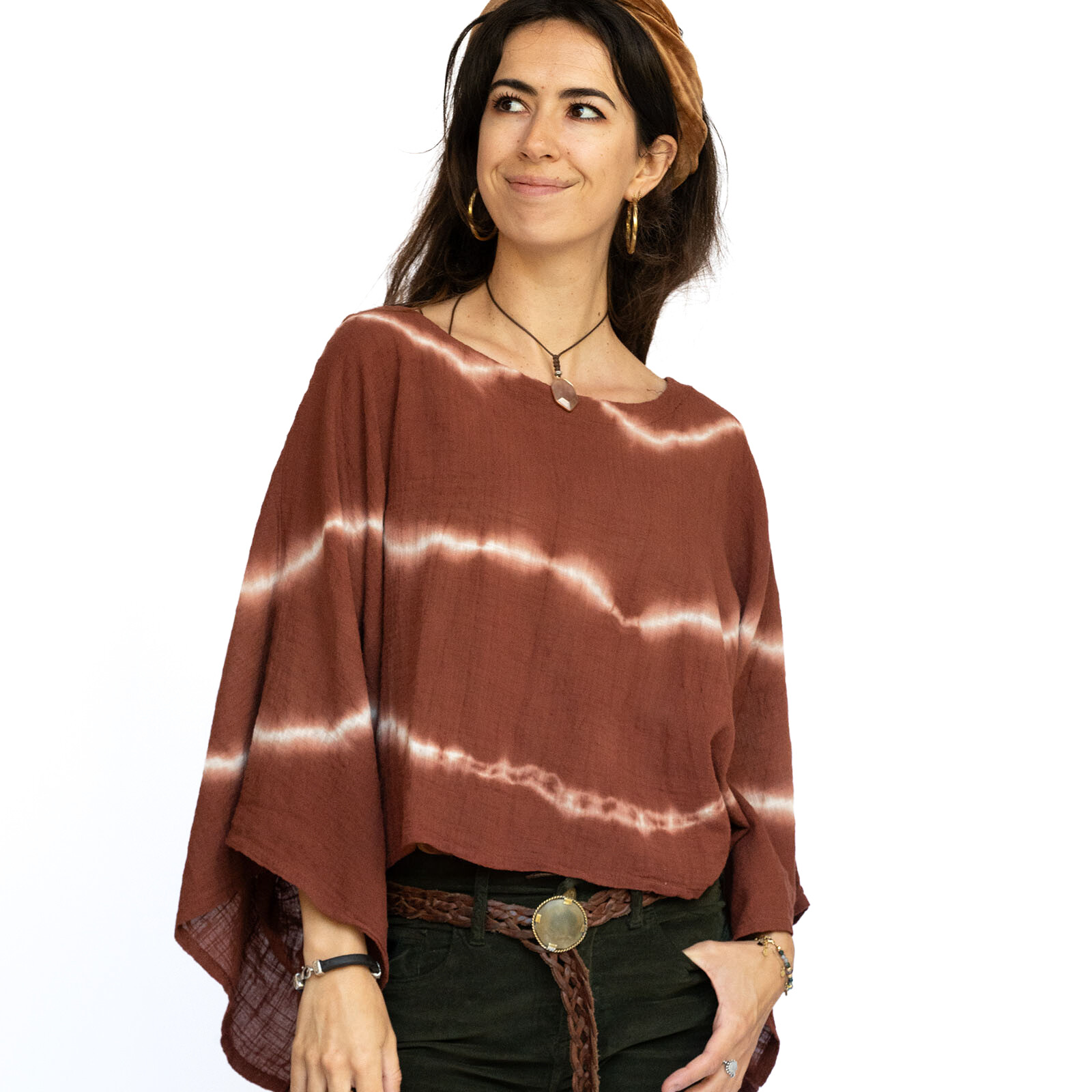 boho terracotta tye-die top