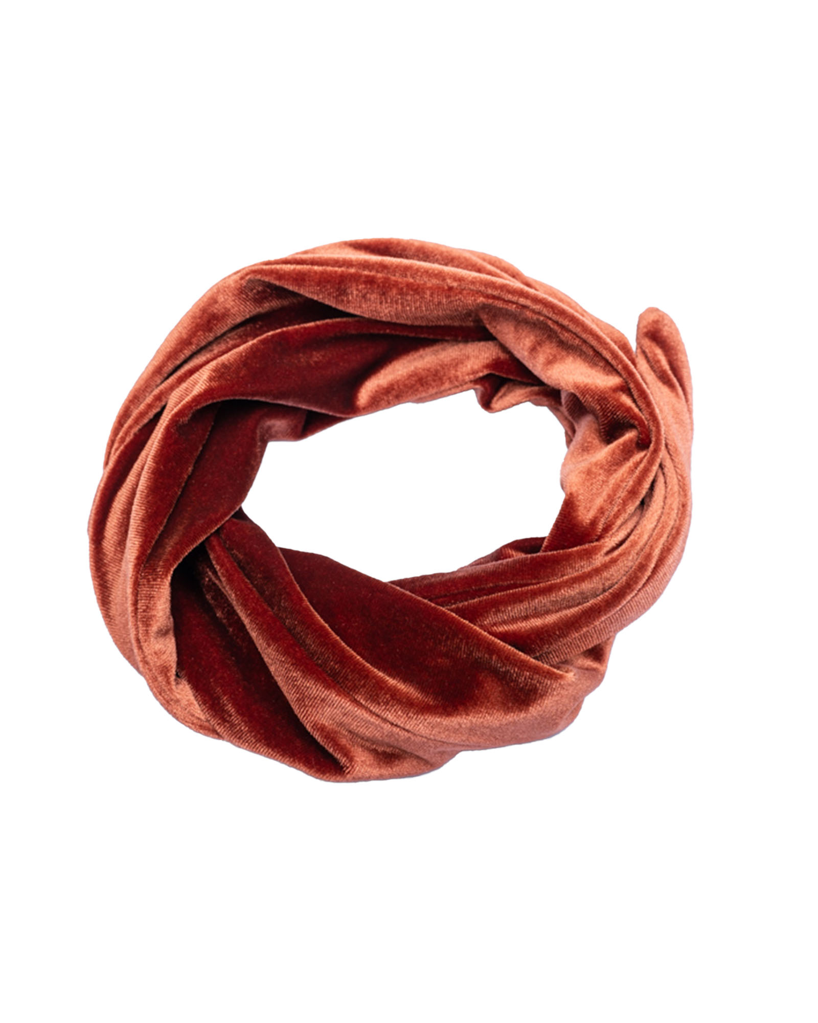 roest terra fluwelen haarband met ijzerdraad