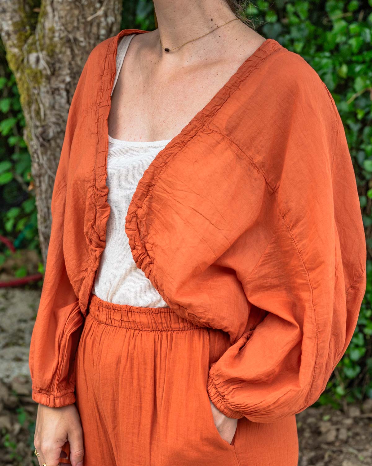 Boho vestje Solea – terracotta met ruches