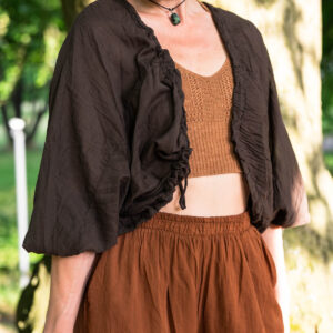 Boho vestje Solea – bruin met ruches