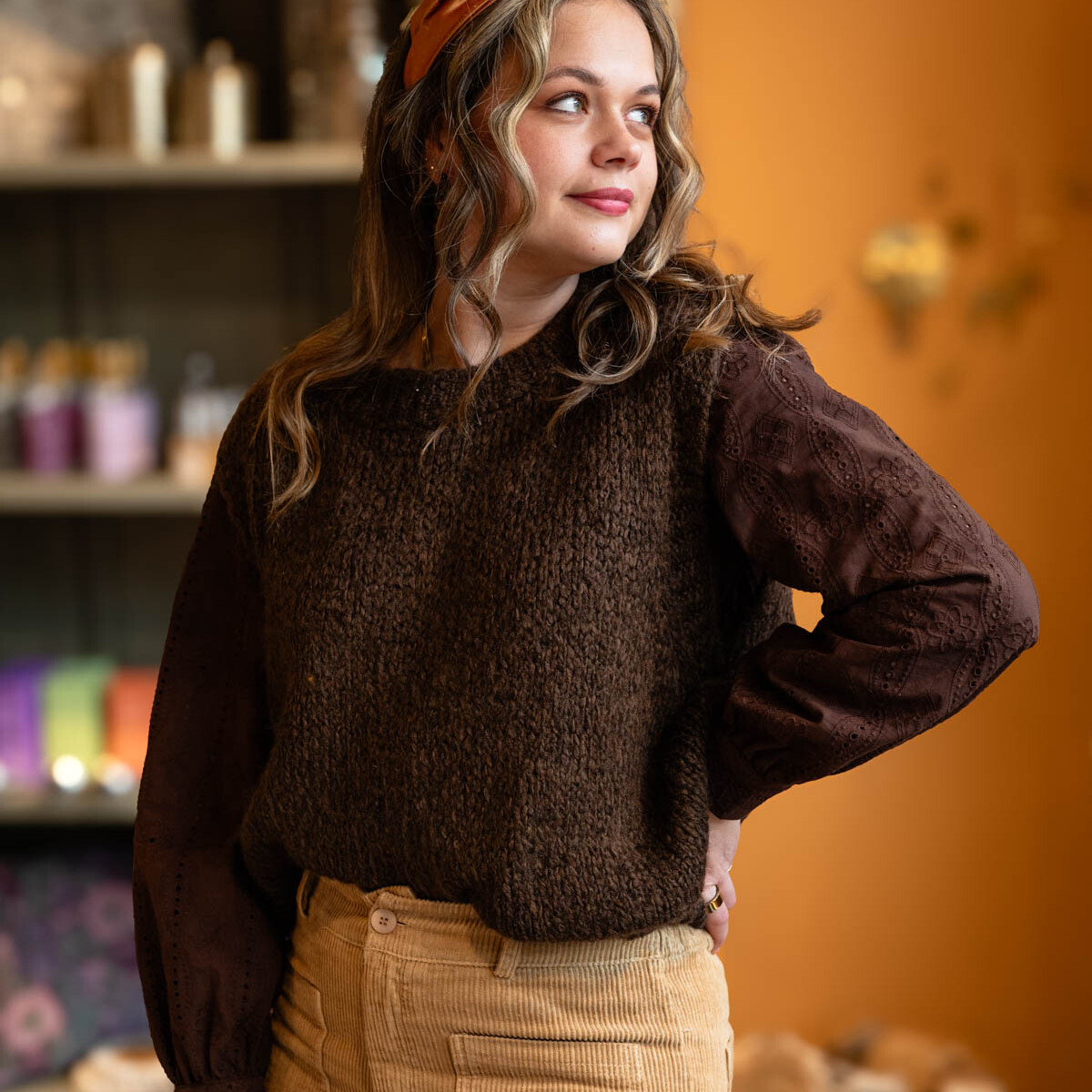 Bruine spencer Alma one size – voorkant