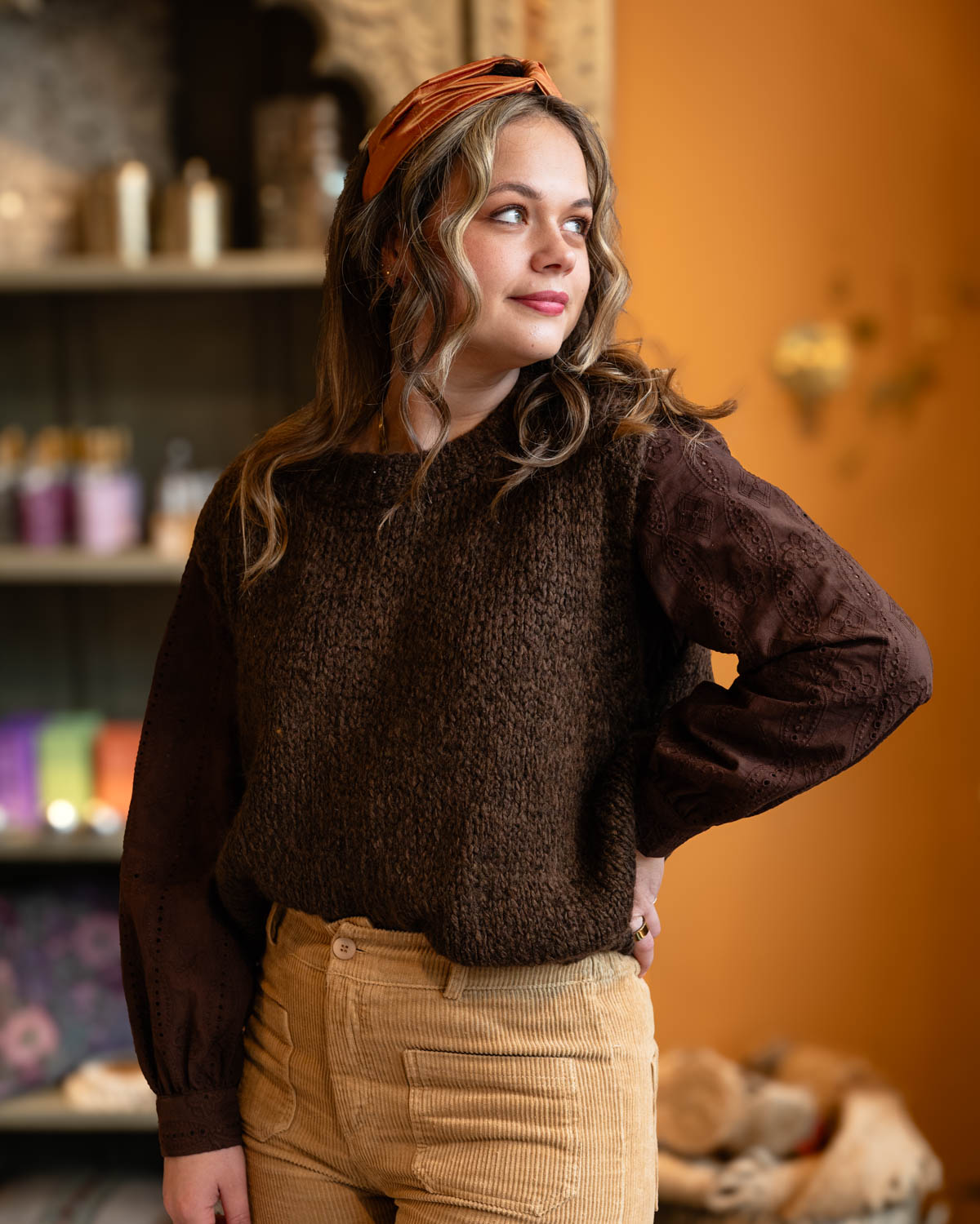 Bruine spencer Alma one size – voorkant