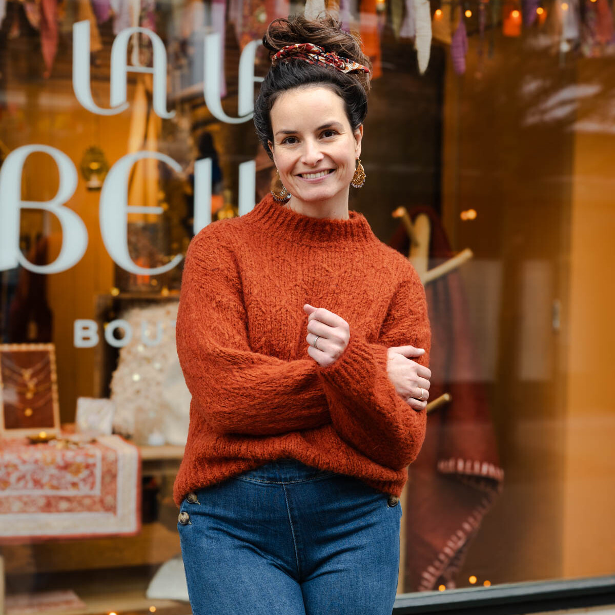 Detail geruit patroon trui Margot