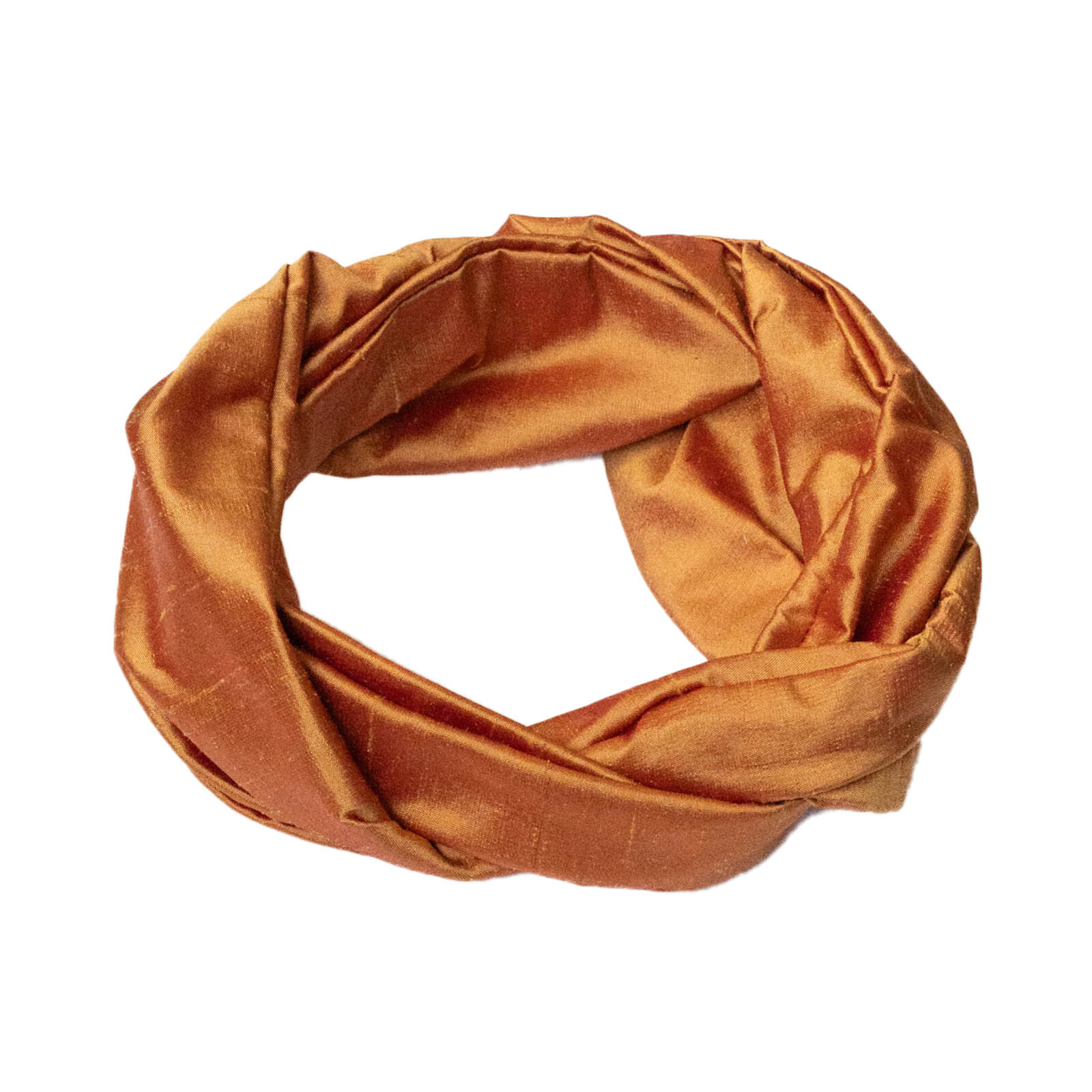 Limited edition boho zijde haarband ‘Maraya’ donkeroranje – voorkant