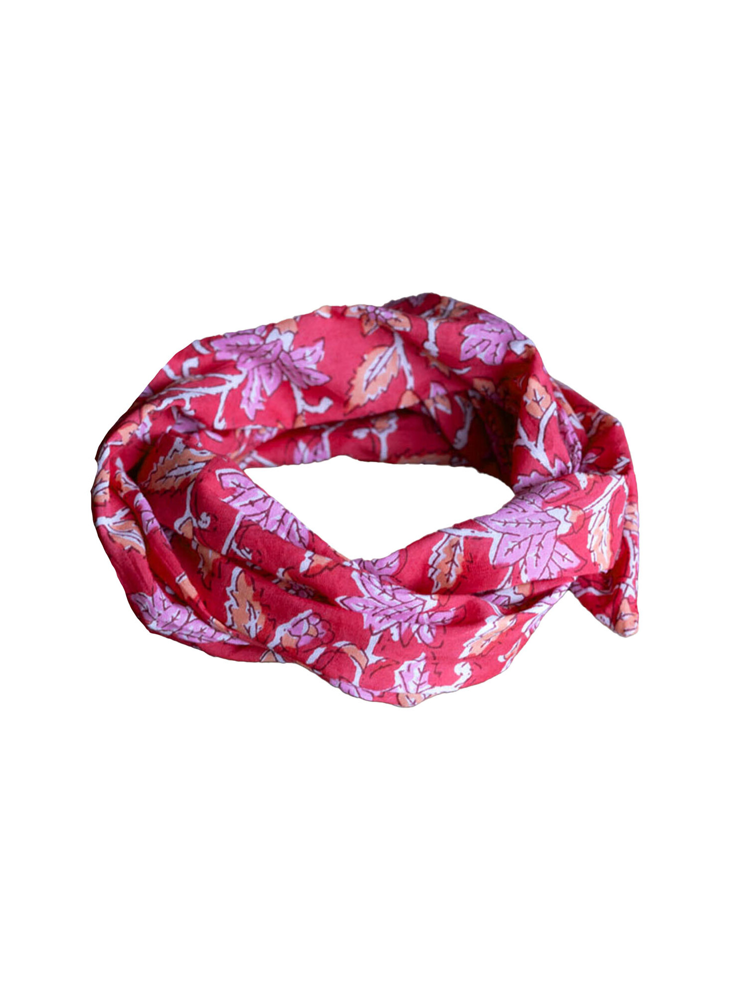 Roze blockprint haarband Liora katoen