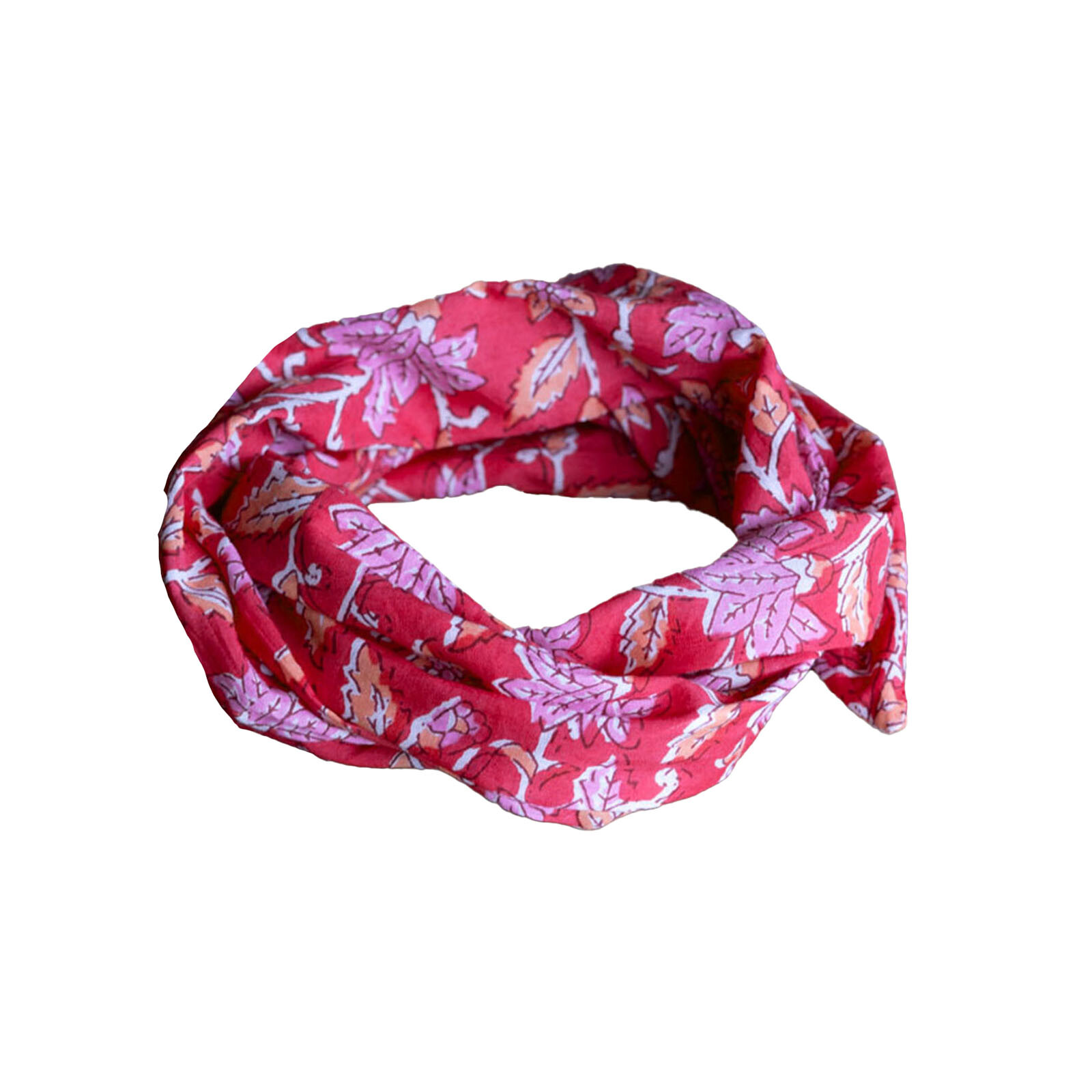 Roze blockprint haarband Liora katoen