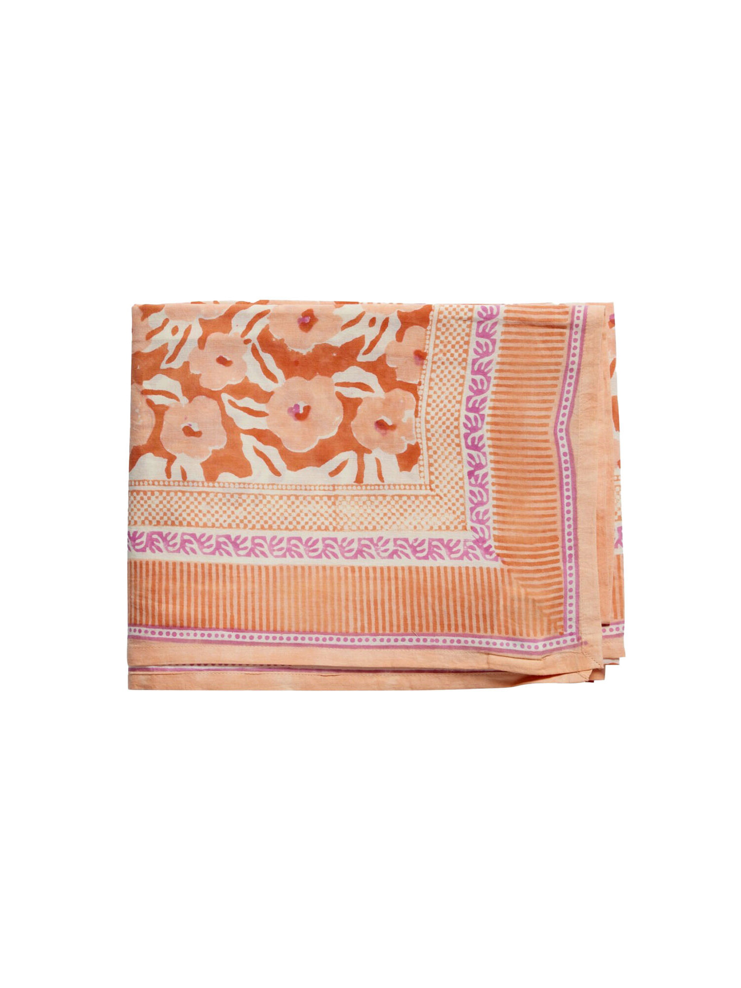 blockprint tafelkleed valencia zalm oranje