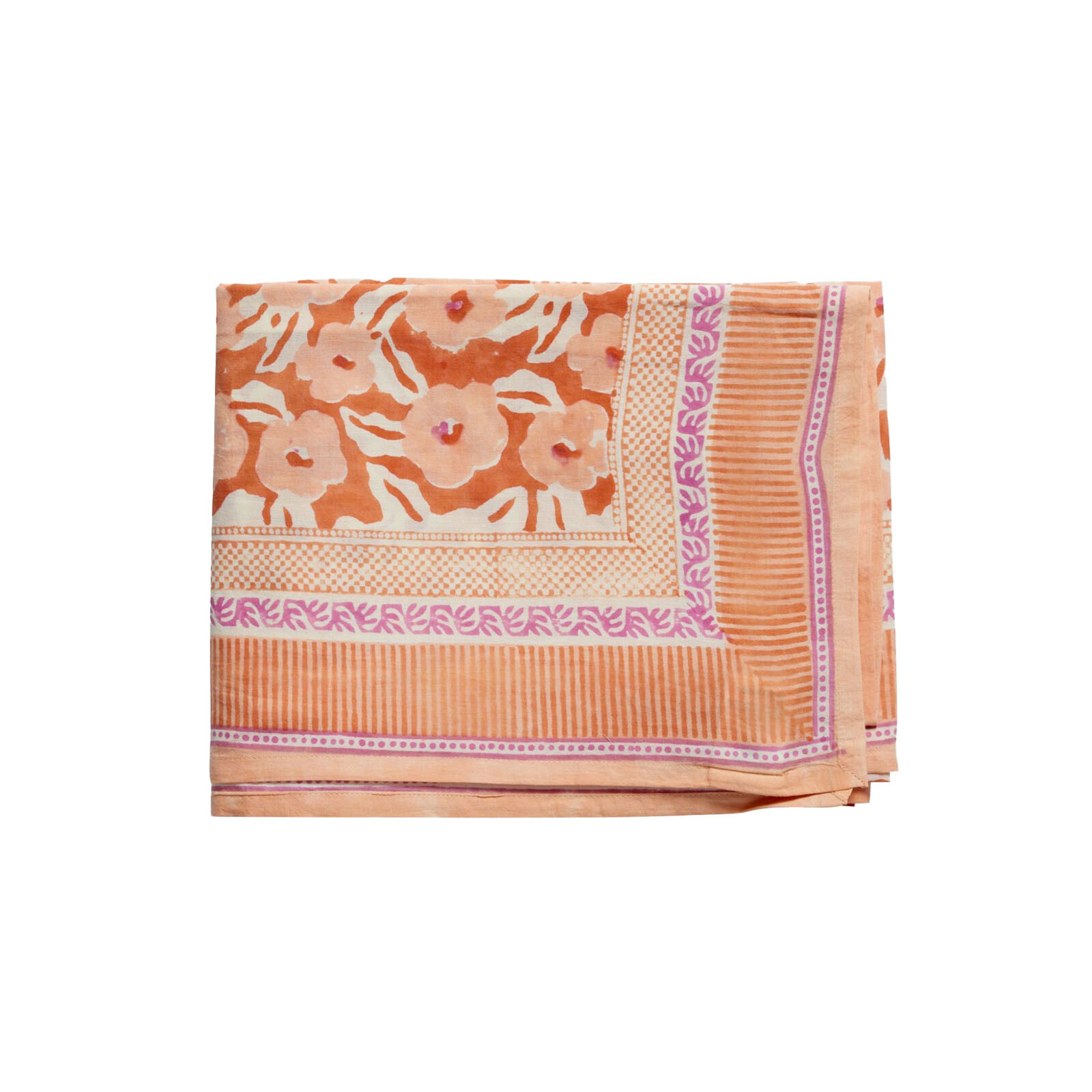 blockprint tafelkleed valencia zalm oranje