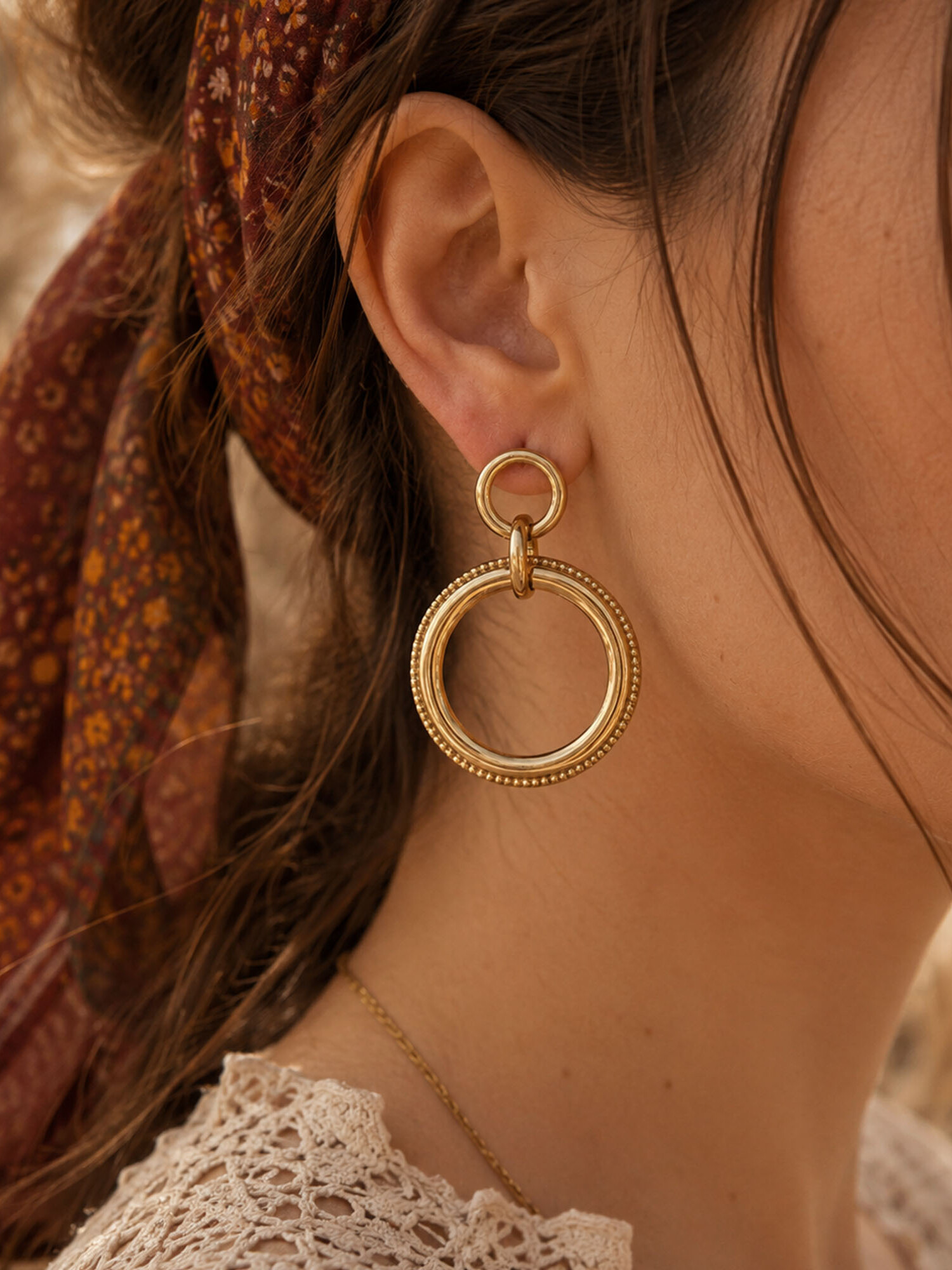 boho oorbellen dubbele ringen goudkleurig