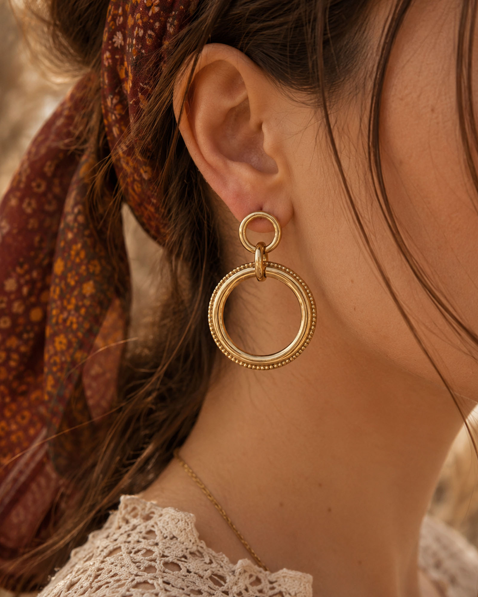 boho oorbellen dubbele ringen goudkleurig