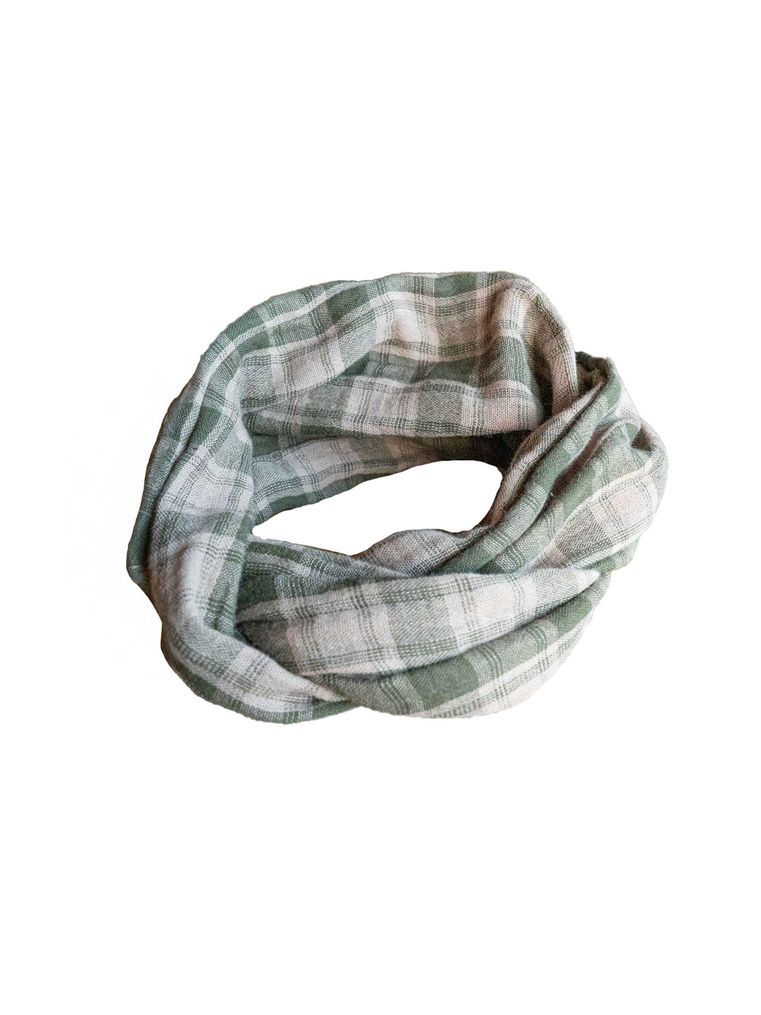 Geruite haarband Lauriel olijfgroen en beige