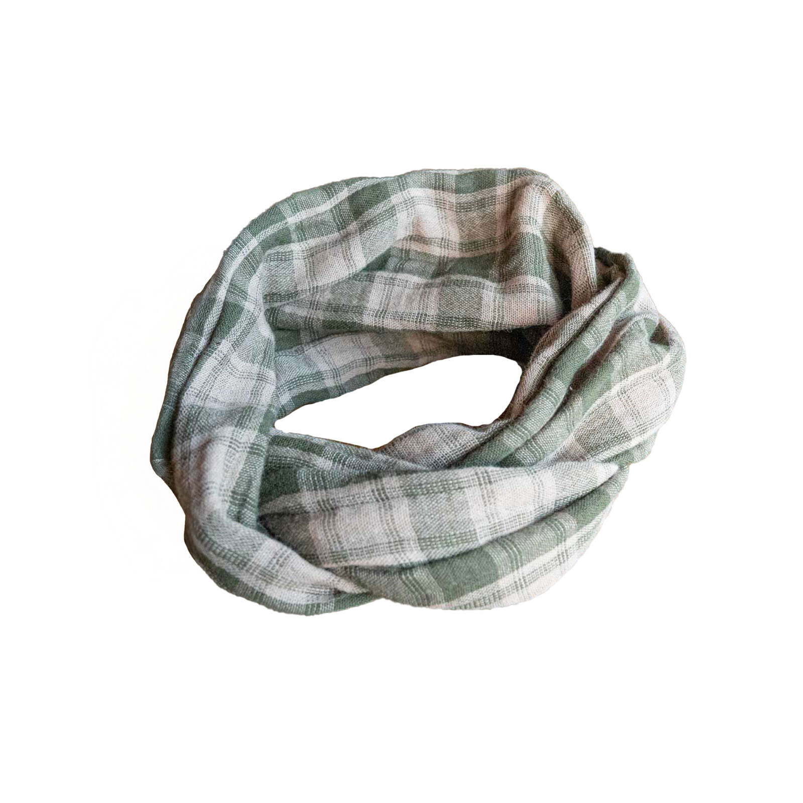 Geruite haarband Lauriel olijfgroen en beige