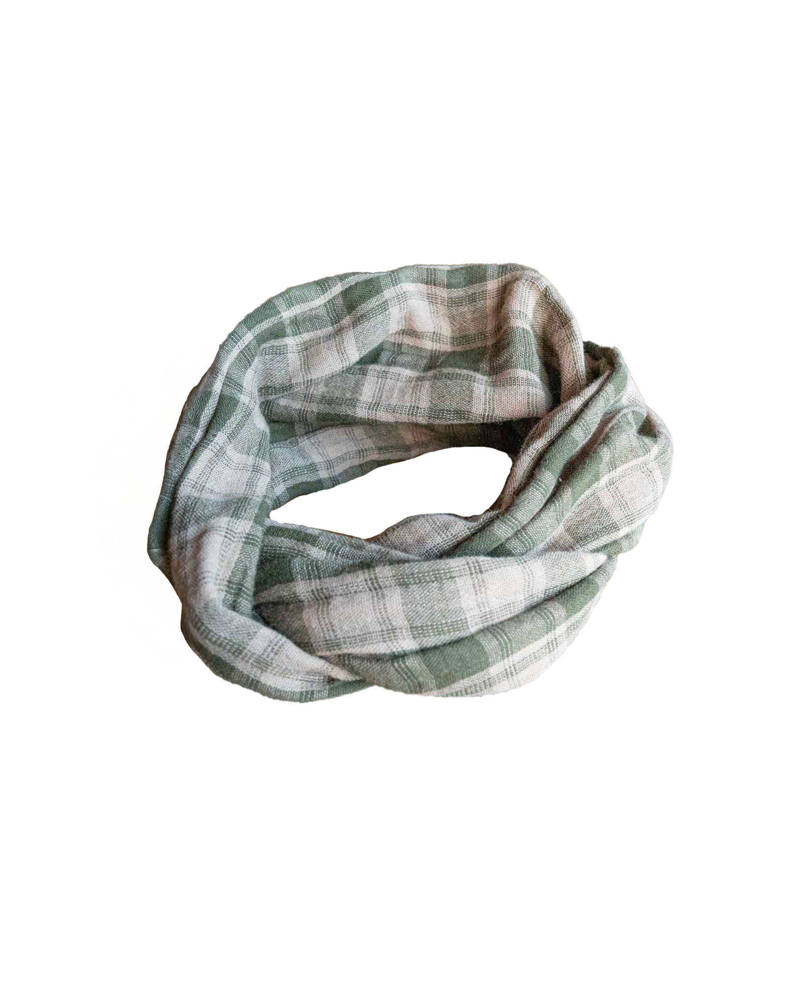 Geruite haarband Lauriel olijfgroen en beige
